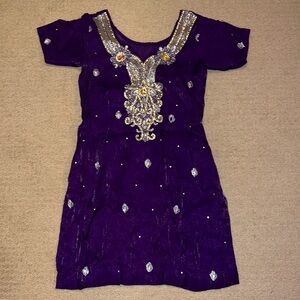 Purple satin Punjabi Suit top